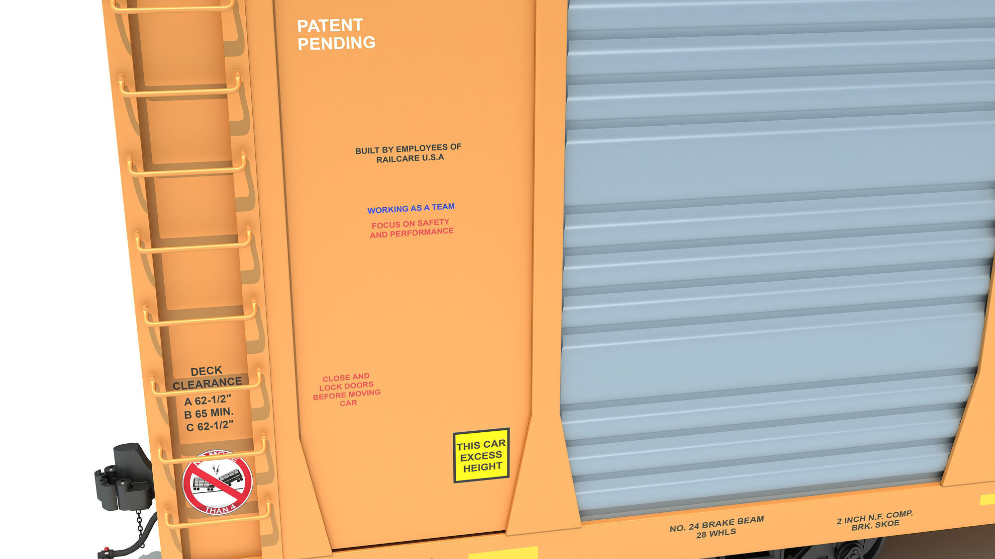 Auto Carrier Rail Car 3D model_11