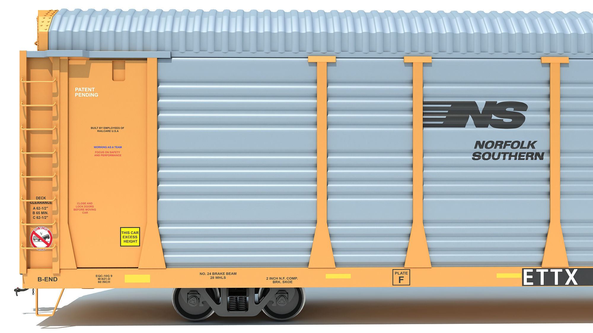 Auto Carrier Rail Car 3D model_10