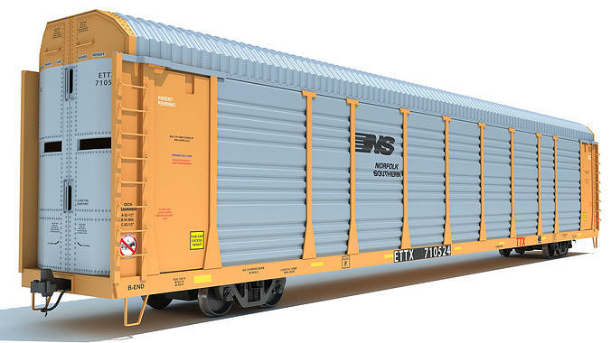 Auto Carrier Rail Car 3D model