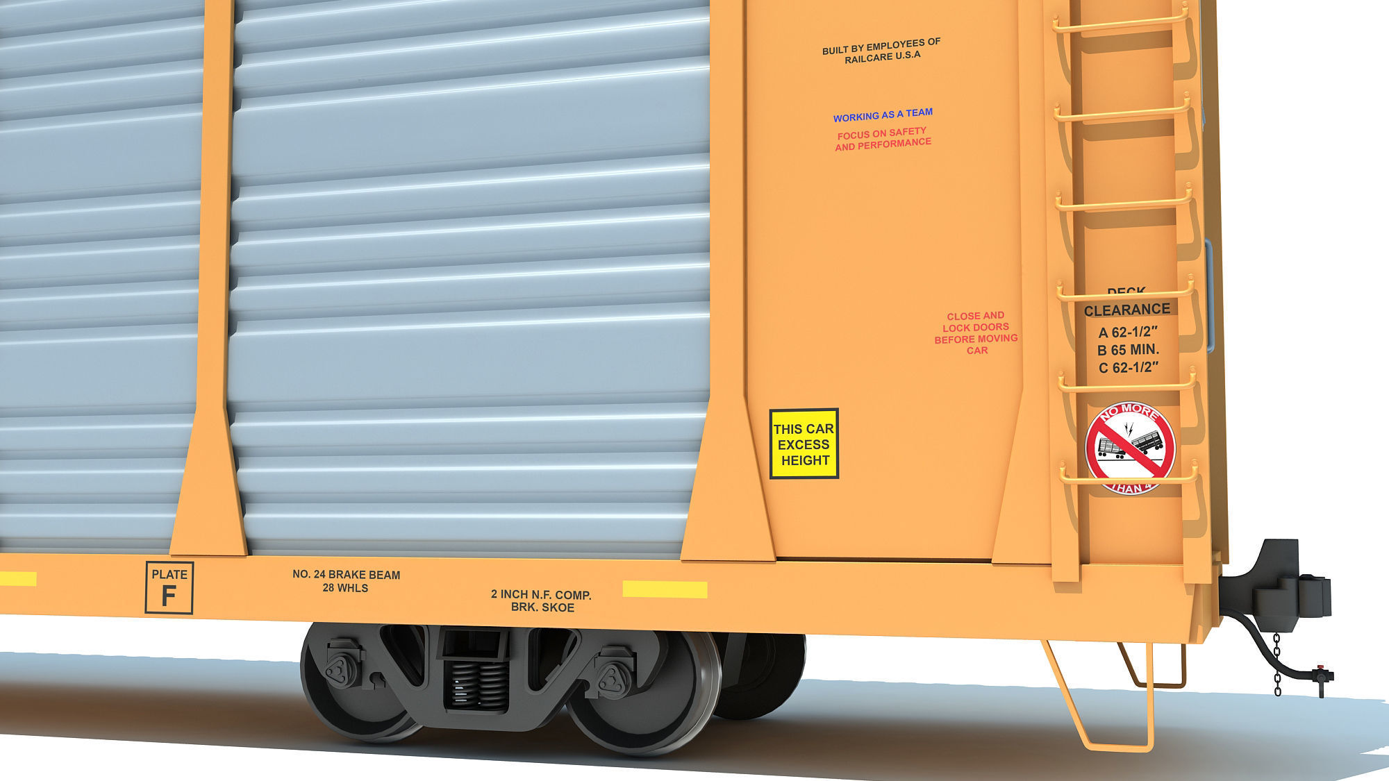 Auto Carrier Rail Car 3D model_8