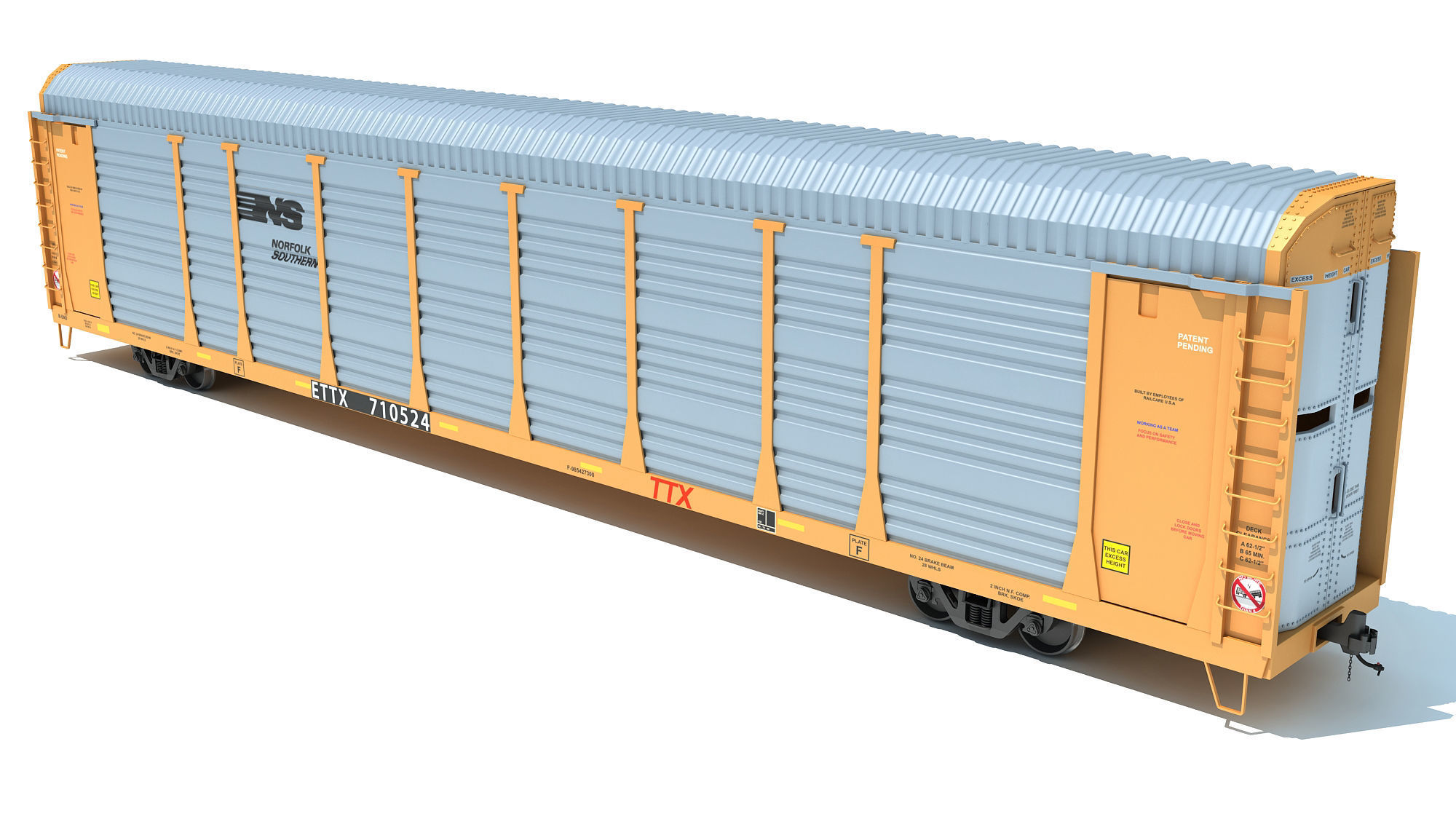 Auto Carrier Rail Car 3D model_2