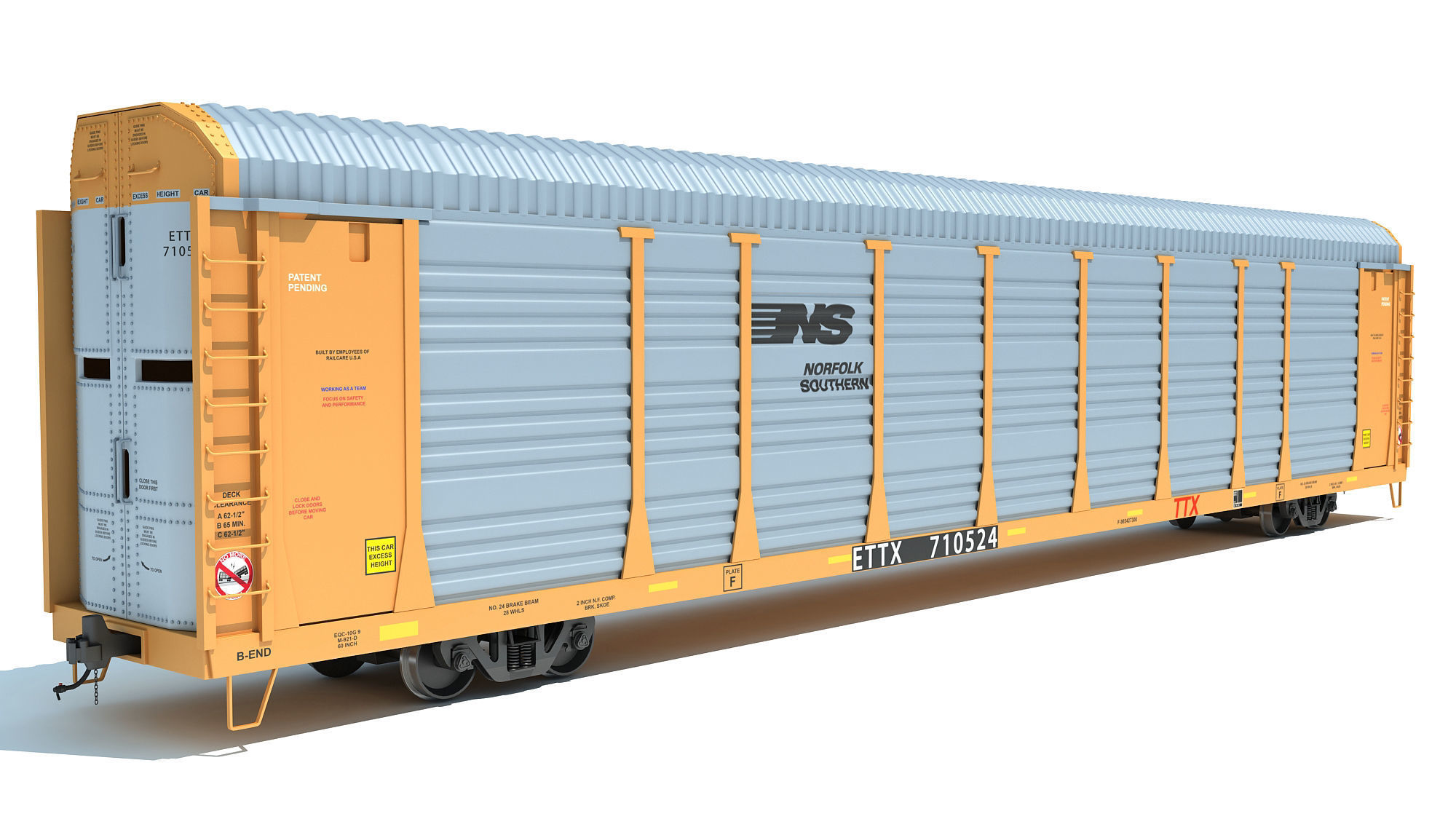 Auto Carrier Rail Car 3D model_5