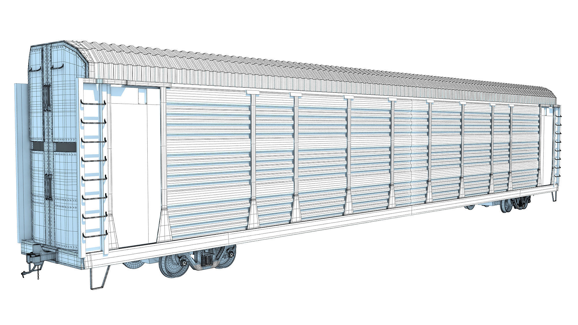Auto Carrier Rail Car 3D model_13
