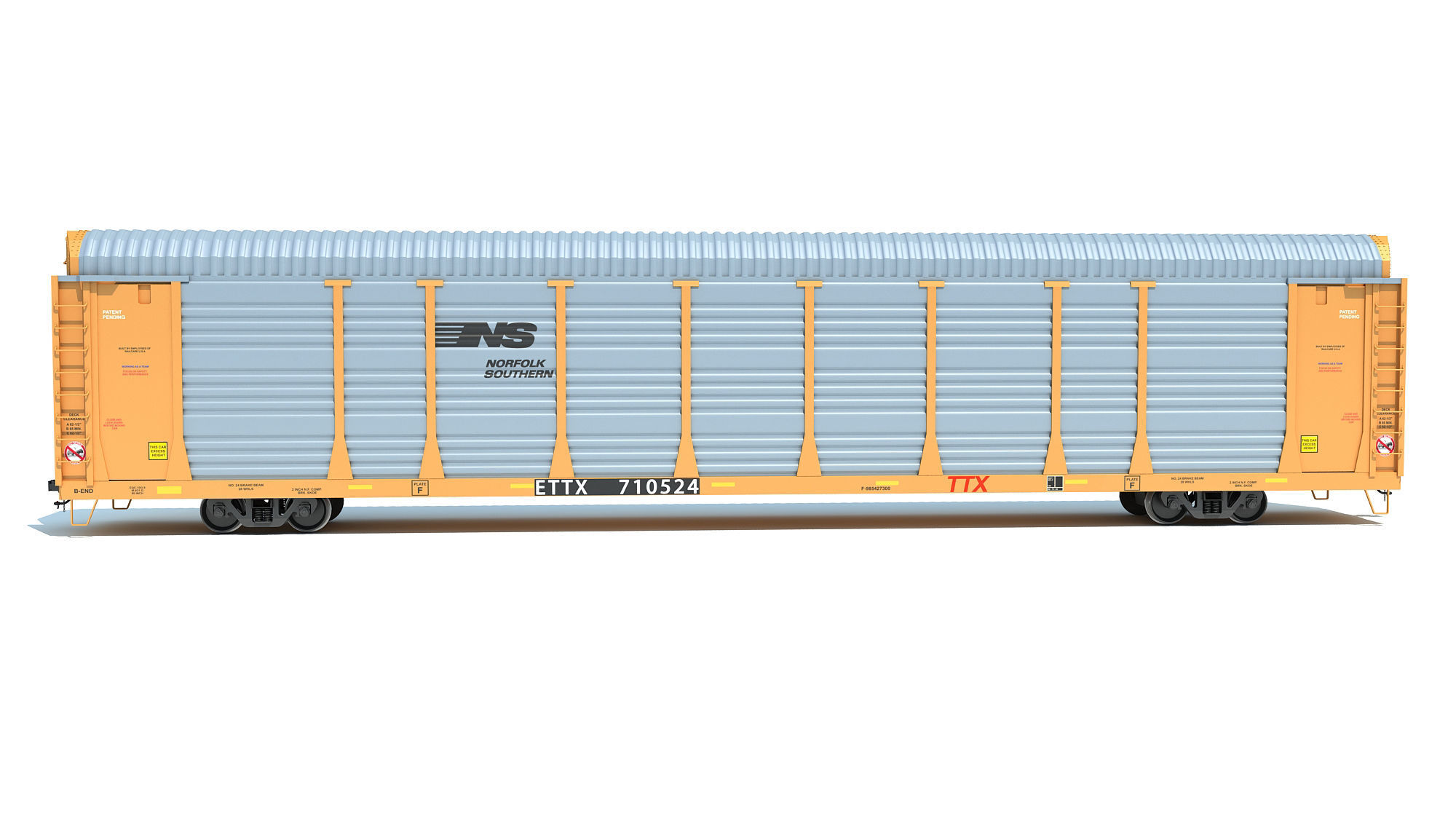 Auto Carrier Rail Car 3D model_1