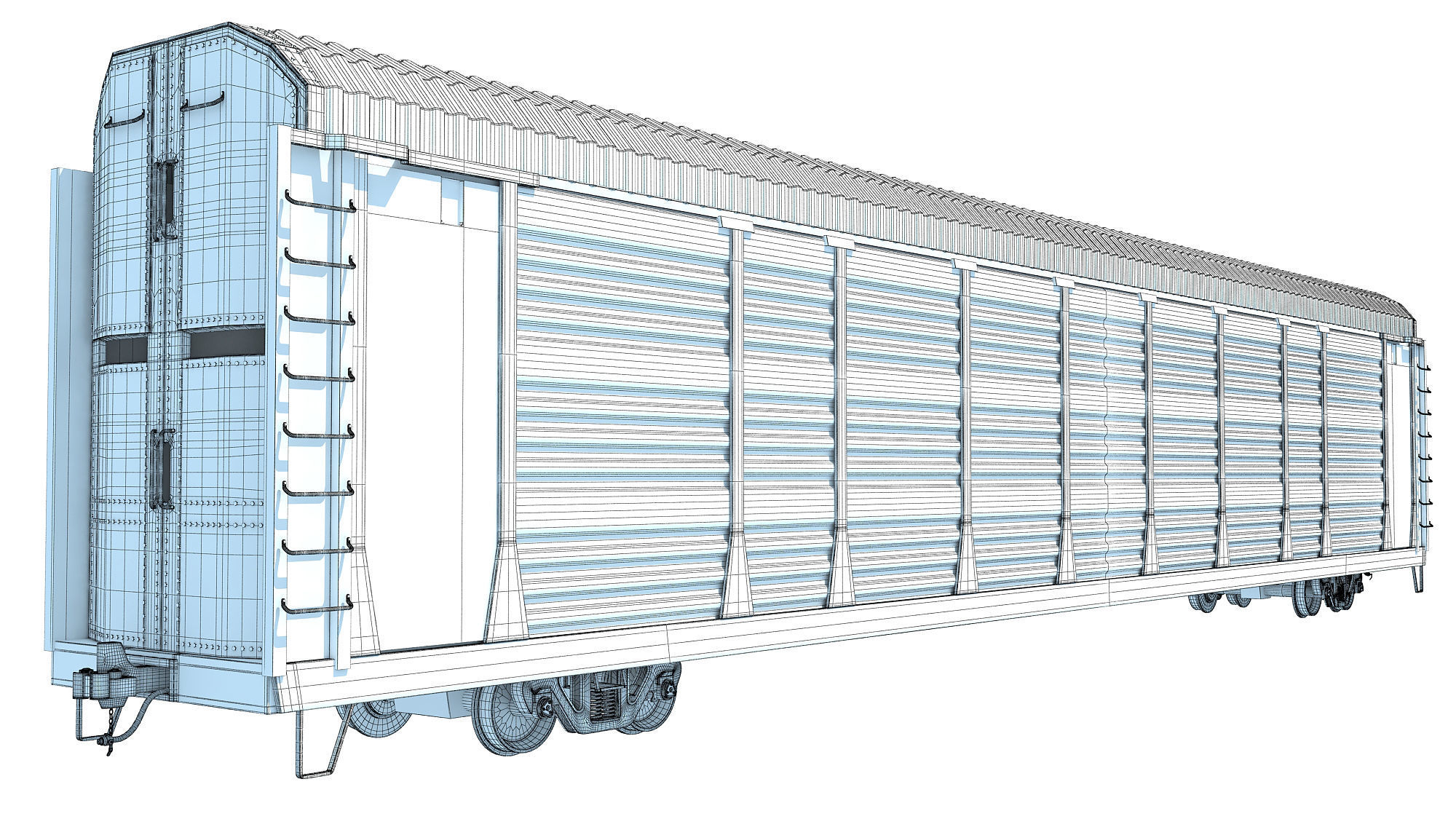 Auto Carrier Rail Car 3D model_16