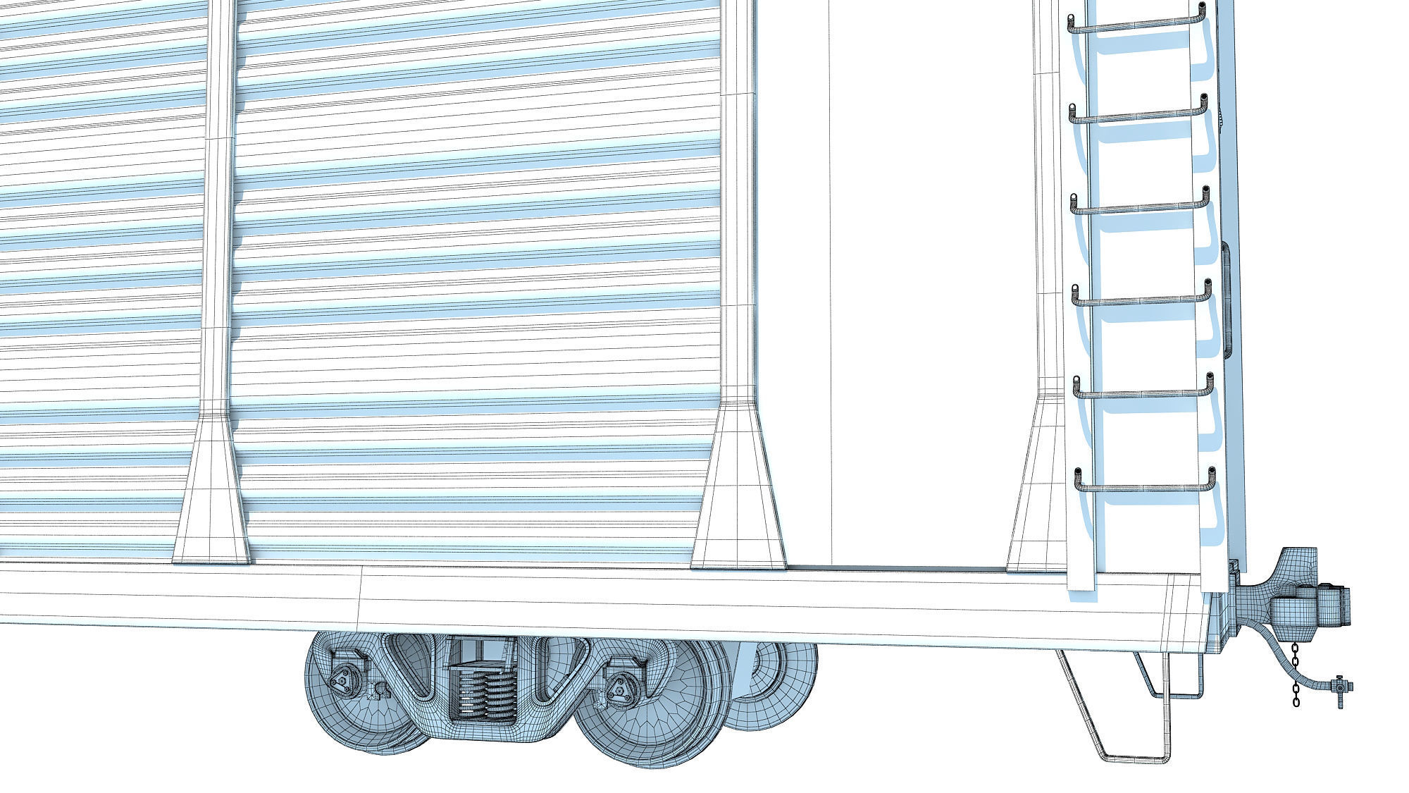 Auto Carrier Rail Car 3D model_14