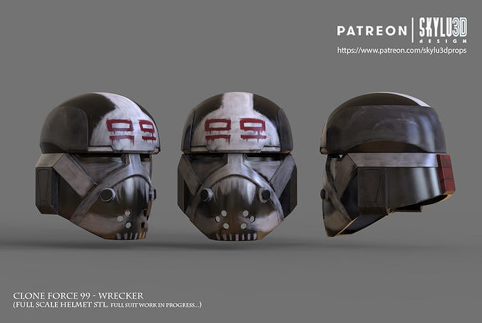 Clone Force 99 Wrecker Full Size Helmet 3D print ready STL 3D print model