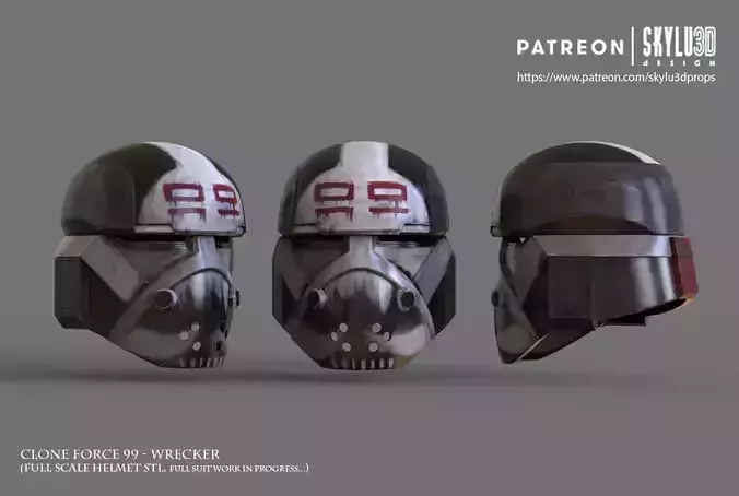 Clone Force 99 Wrecker Full Size Helmet 3D print ready STL