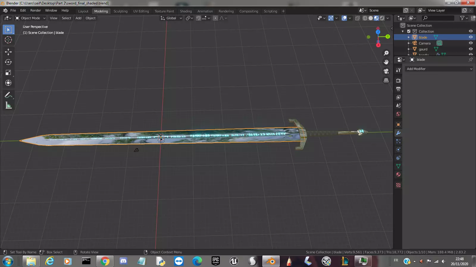 low polly sword 3D model_0