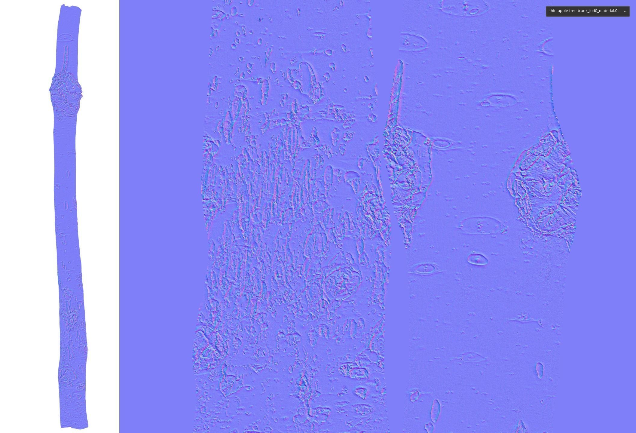 Thin apple tree trunk Low-poly 3D model_16