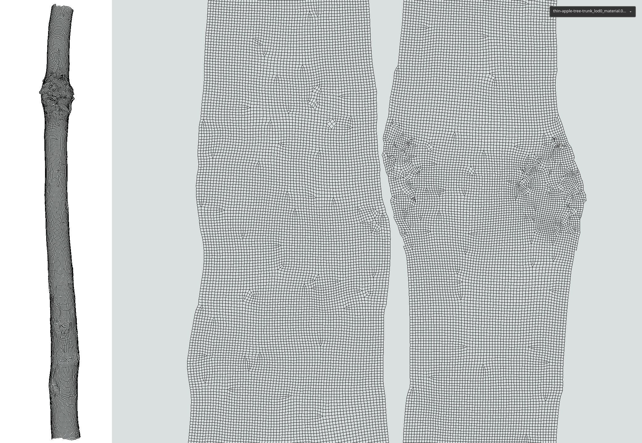 Thin apple tree trunk Low-poly 3D model_18