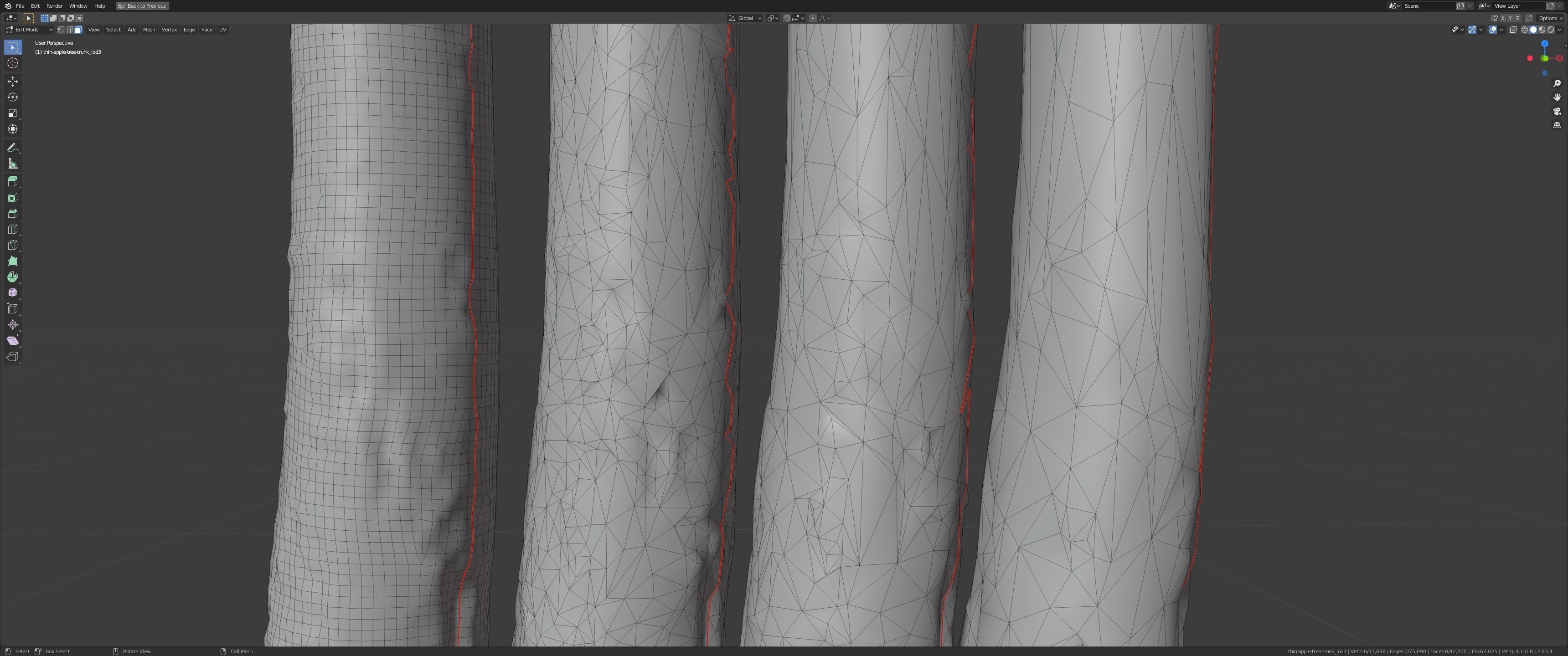 Thin apple tree trunk Low-poly 3D model_21