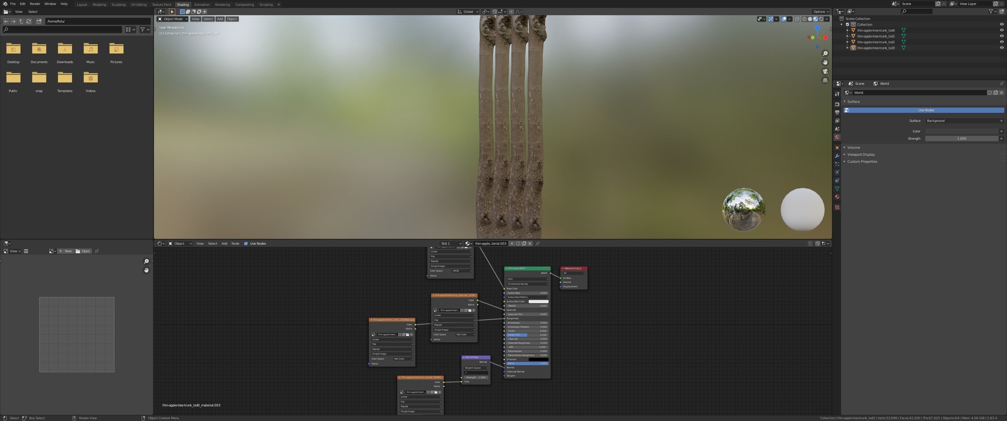 Thin apple tree trunk Low-poly 3D model_22