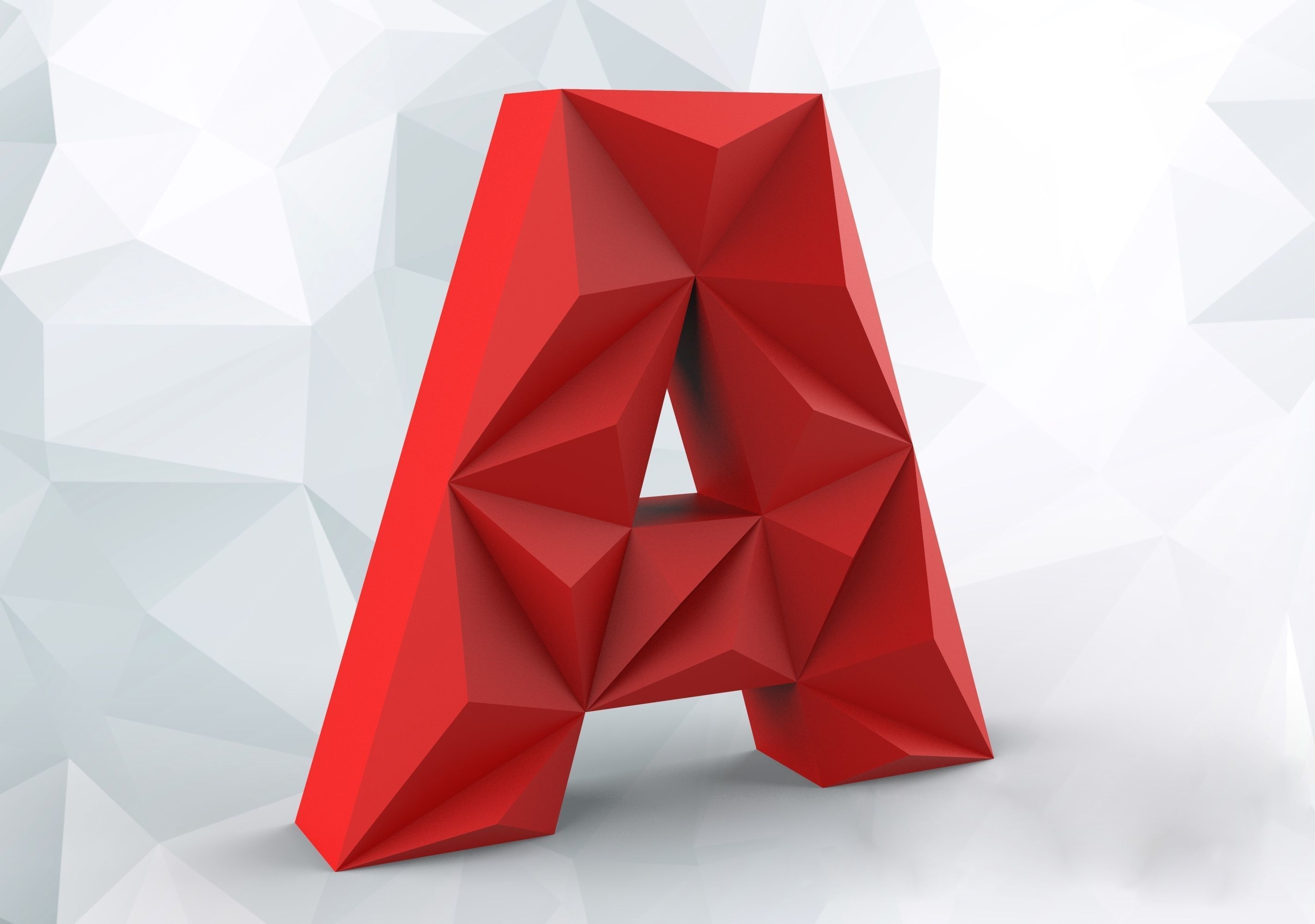 lowpoly english alphabet and numbers Pepakura 3D print model_12