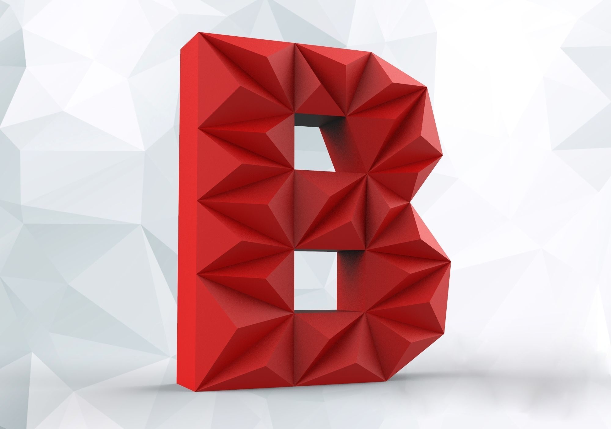 lowpoly english alphabet and numbers Pepakura 3D print model_13