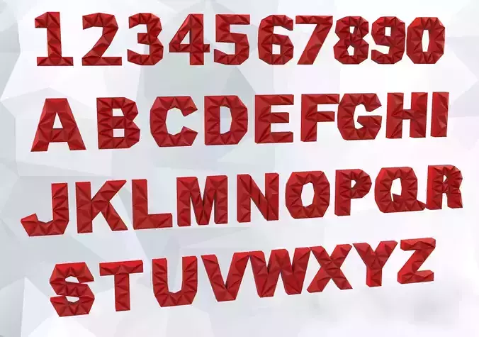 lowpoly english alphabet and numbers Pepakura 3D print model