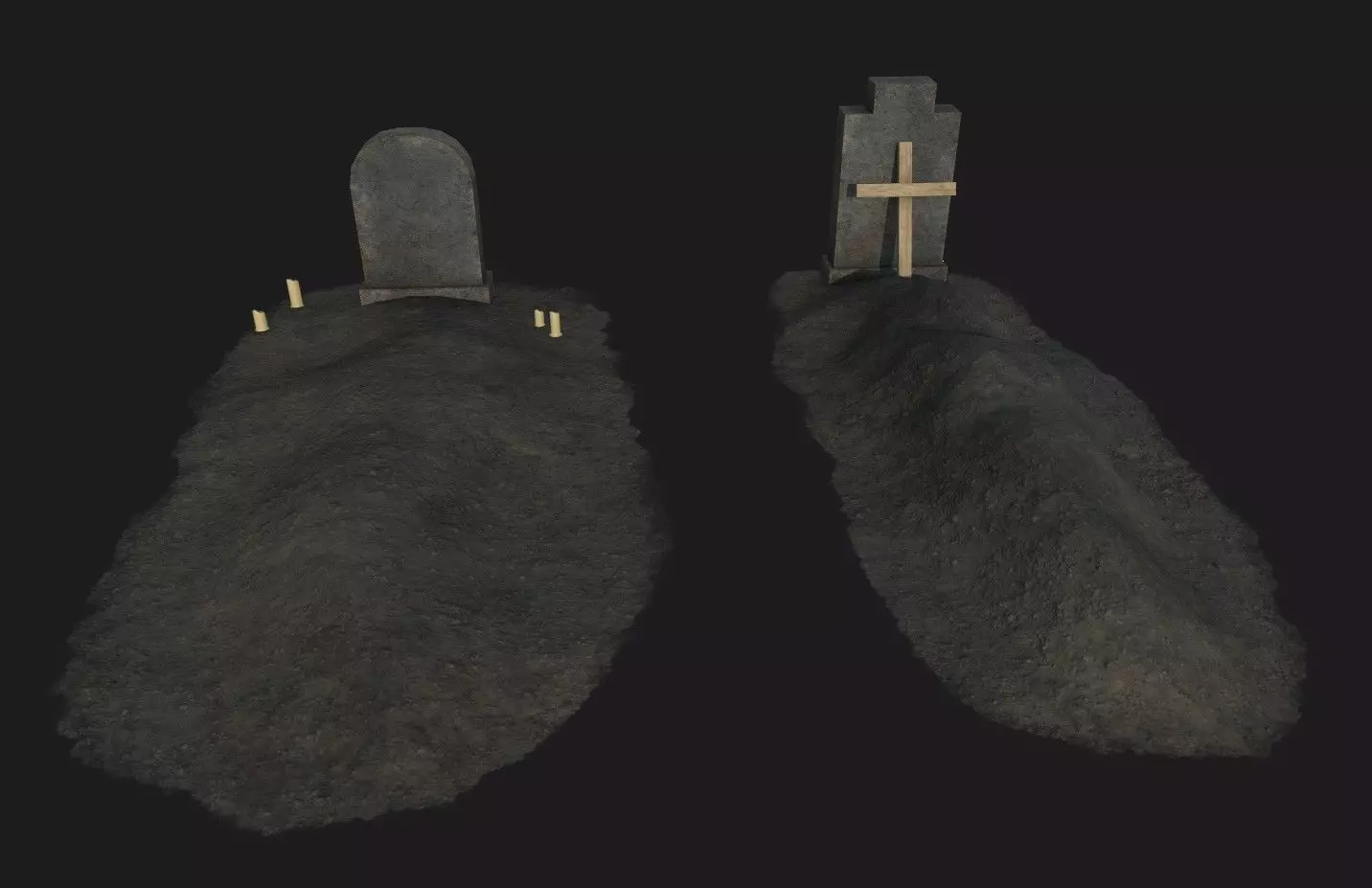 Cemetery Grave Ground Low-poly 3D model