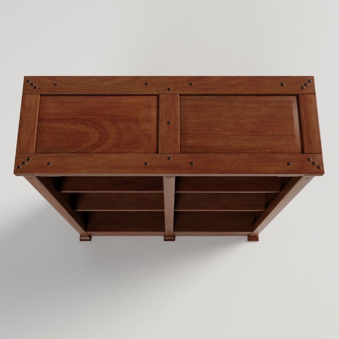 Mission Style Bookcase 3D model_2