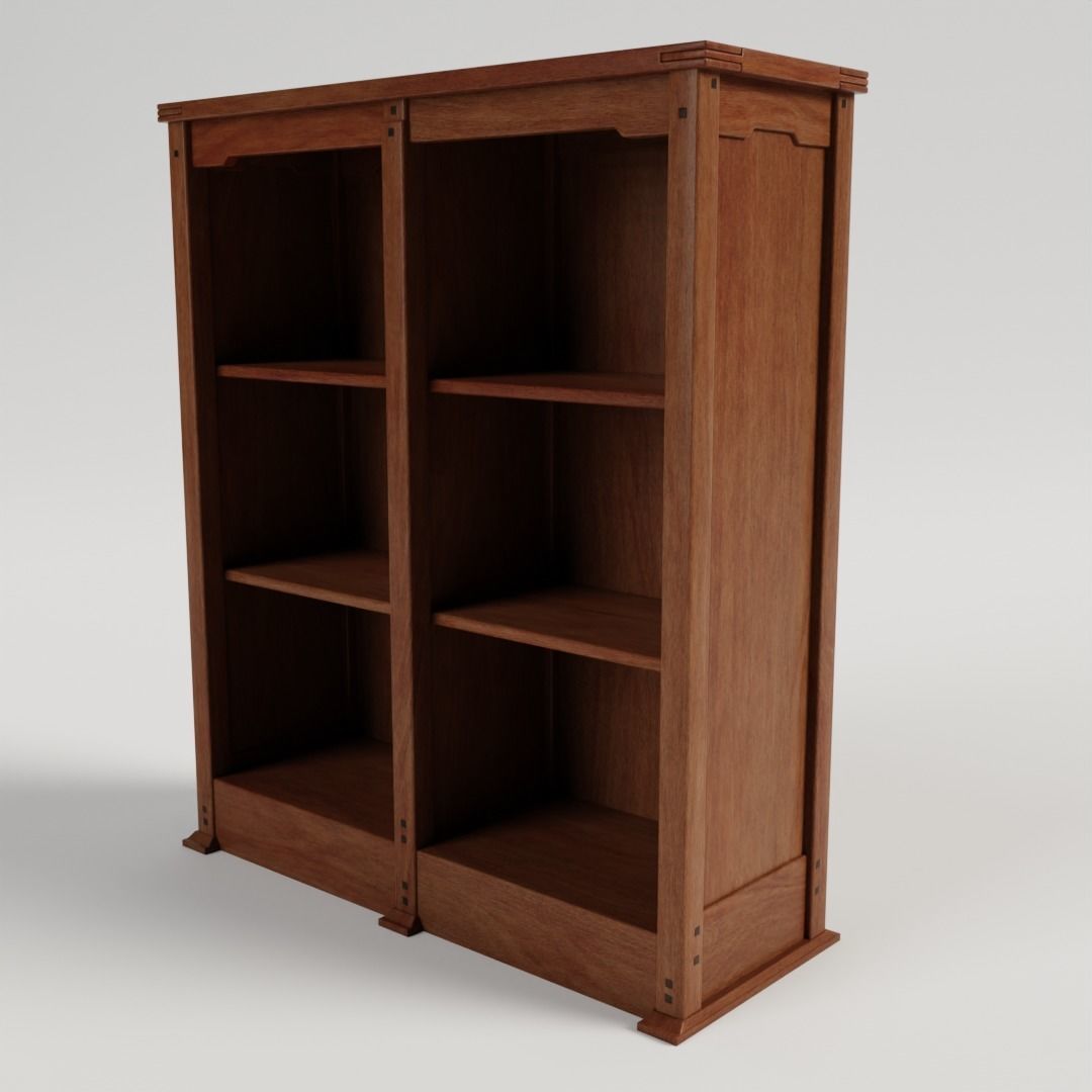 Mission Style Bookcase 3D model_3