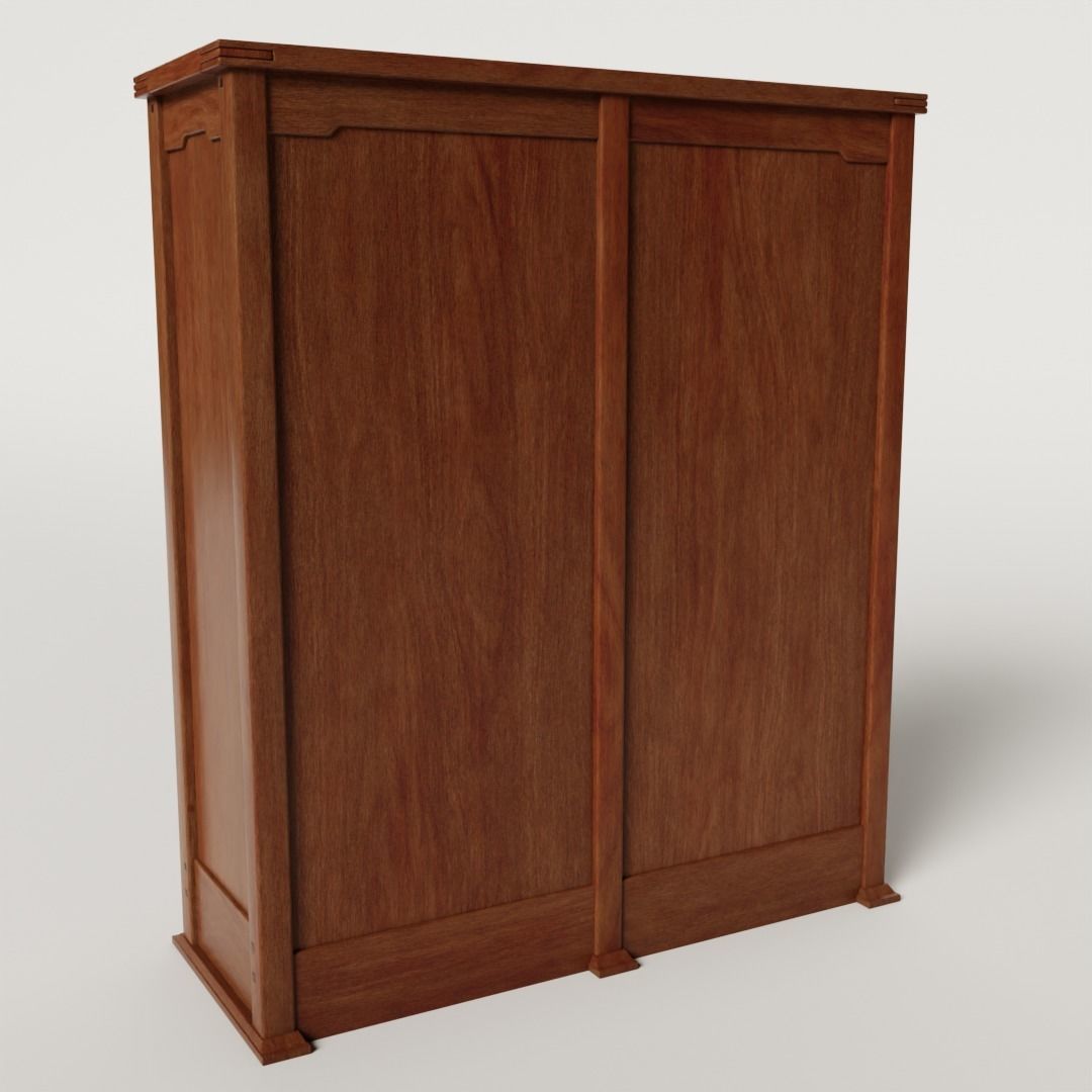 Mission Style Bookcase 3D model_4