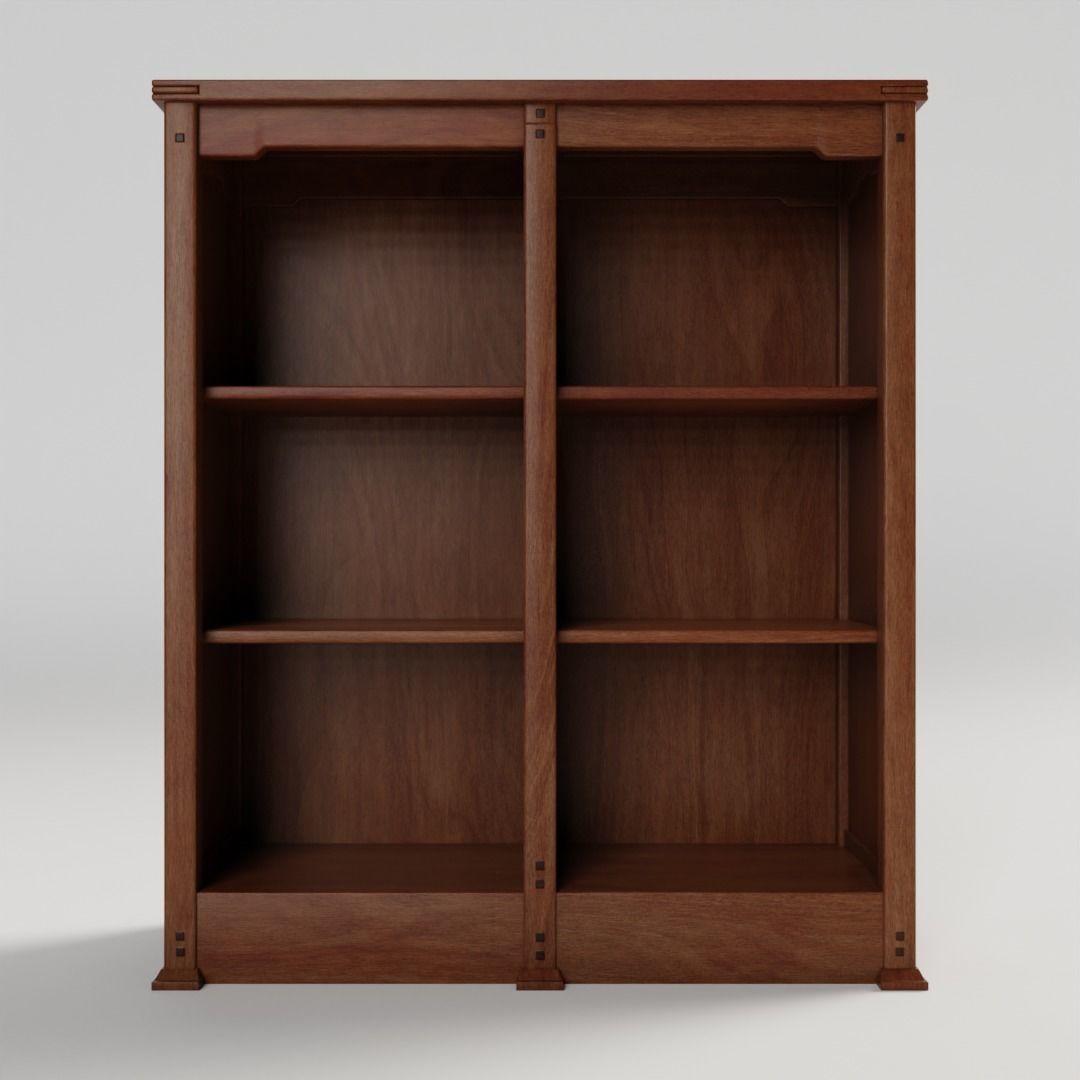 Mission Style Bookcase 3D model_1