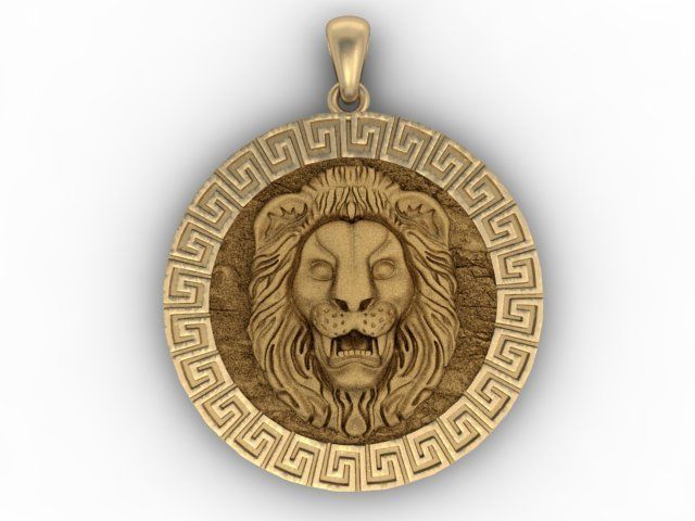 Lion pendant 3D print model_4
