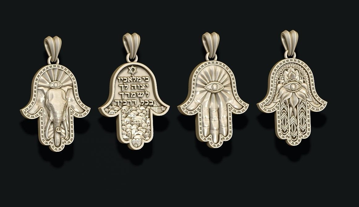 Hamsa pendants pack 3D print model_1