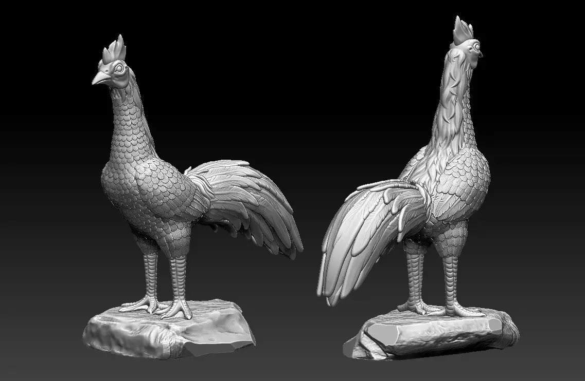 Rooster Fighting 3D print model