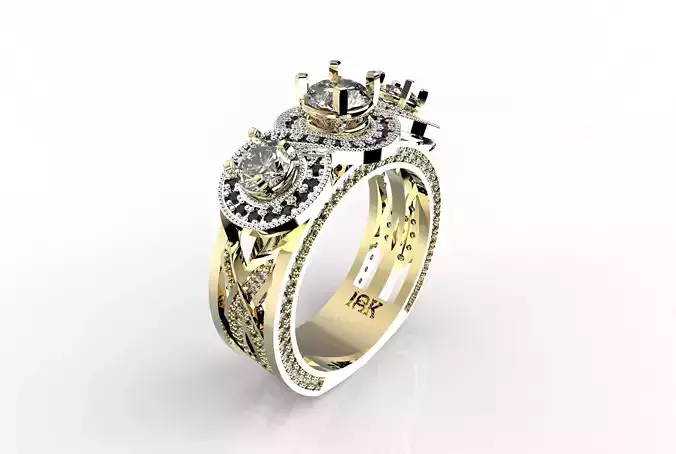 OC-LUXUR three stone diamond engagement ring gold and gold