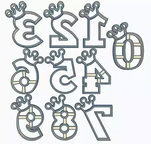 Numbers with Crown Cookie Cutter Set