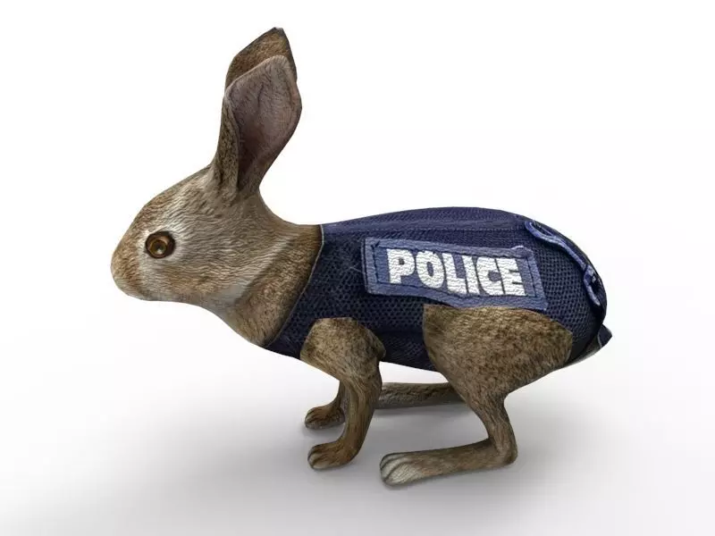 3D Police Rabbit low poly mode Low-poly 3D model