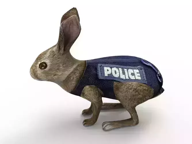 3D Police Rabbit low poly mode Low-poly 3D model