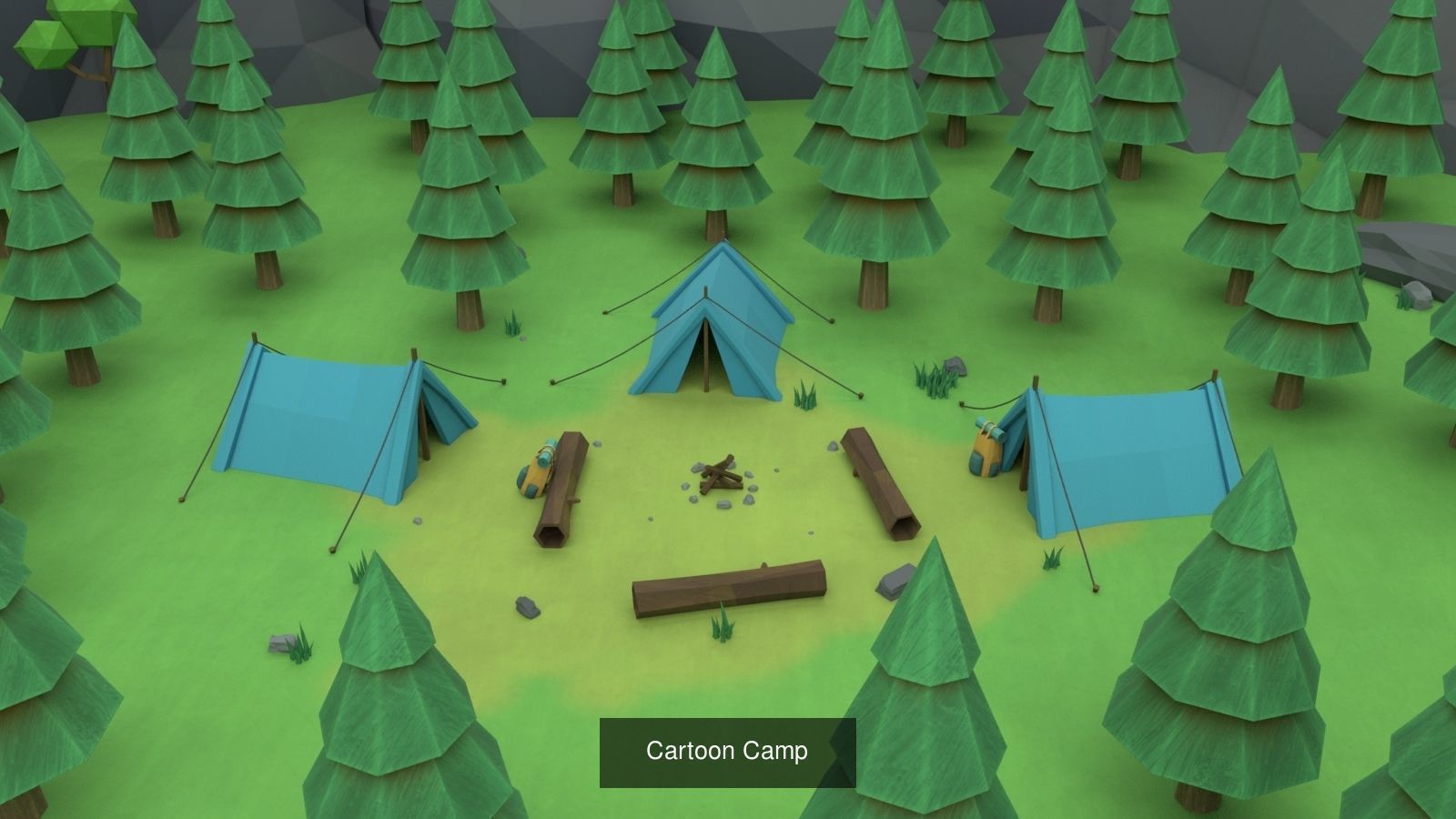 Cartoon Outdoor Environment Set 3D Model Collection_2