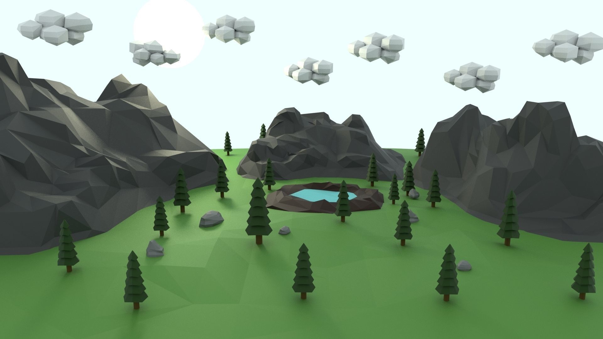 Cartoon Outdoor Environment Set 3D Model Collection_10