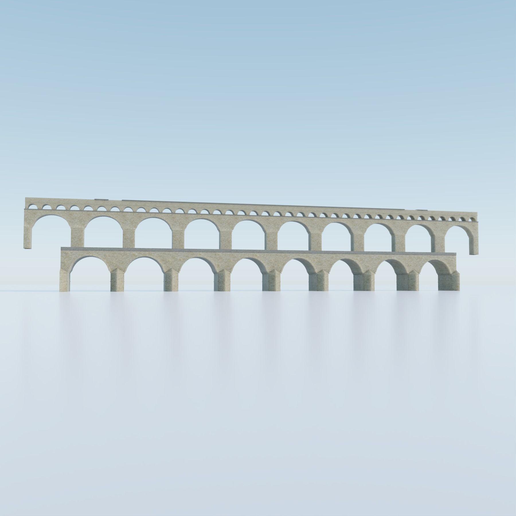 Pont du Gard Aqueduct Low-poly 3D model_2