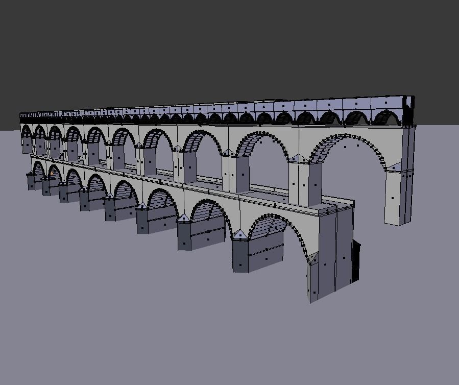 Pont du Gard Aqueduct Low-poly 3D model_6