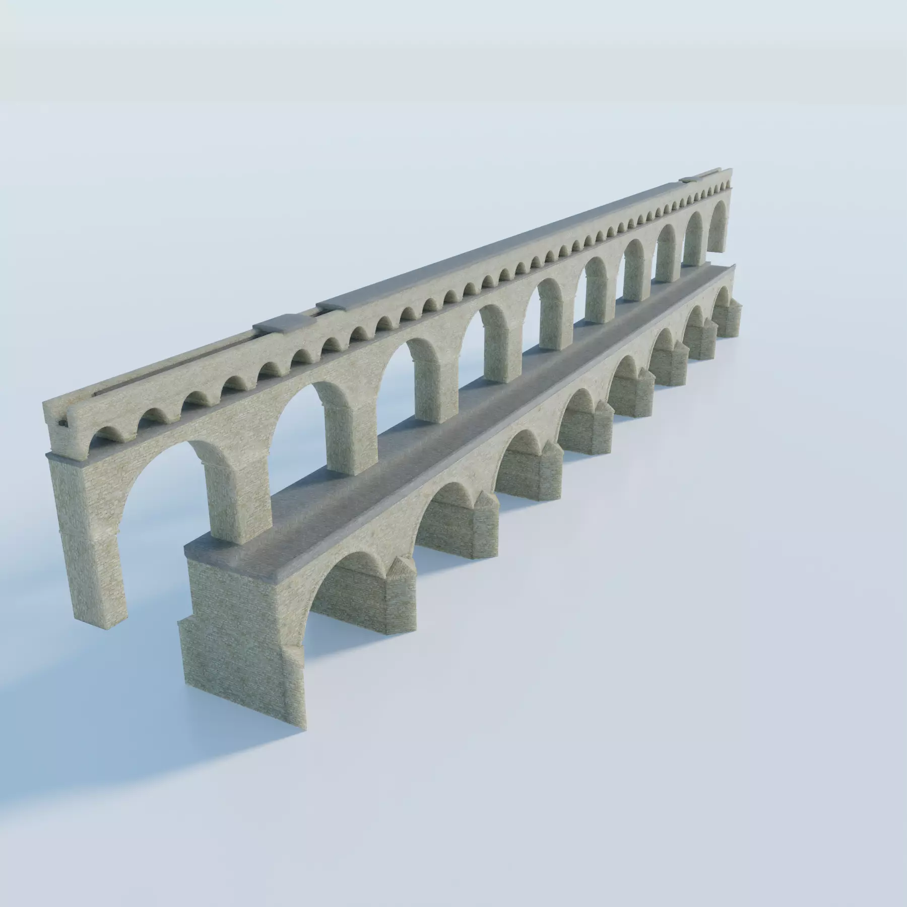 Pont du Gard Aqueduct Low-poly 3D model_0