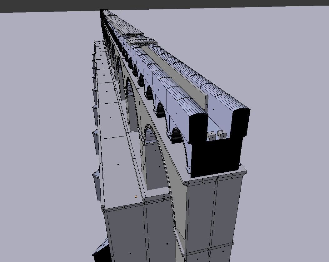 Pont du Gard Aqueduct Low-poly 3D model_7