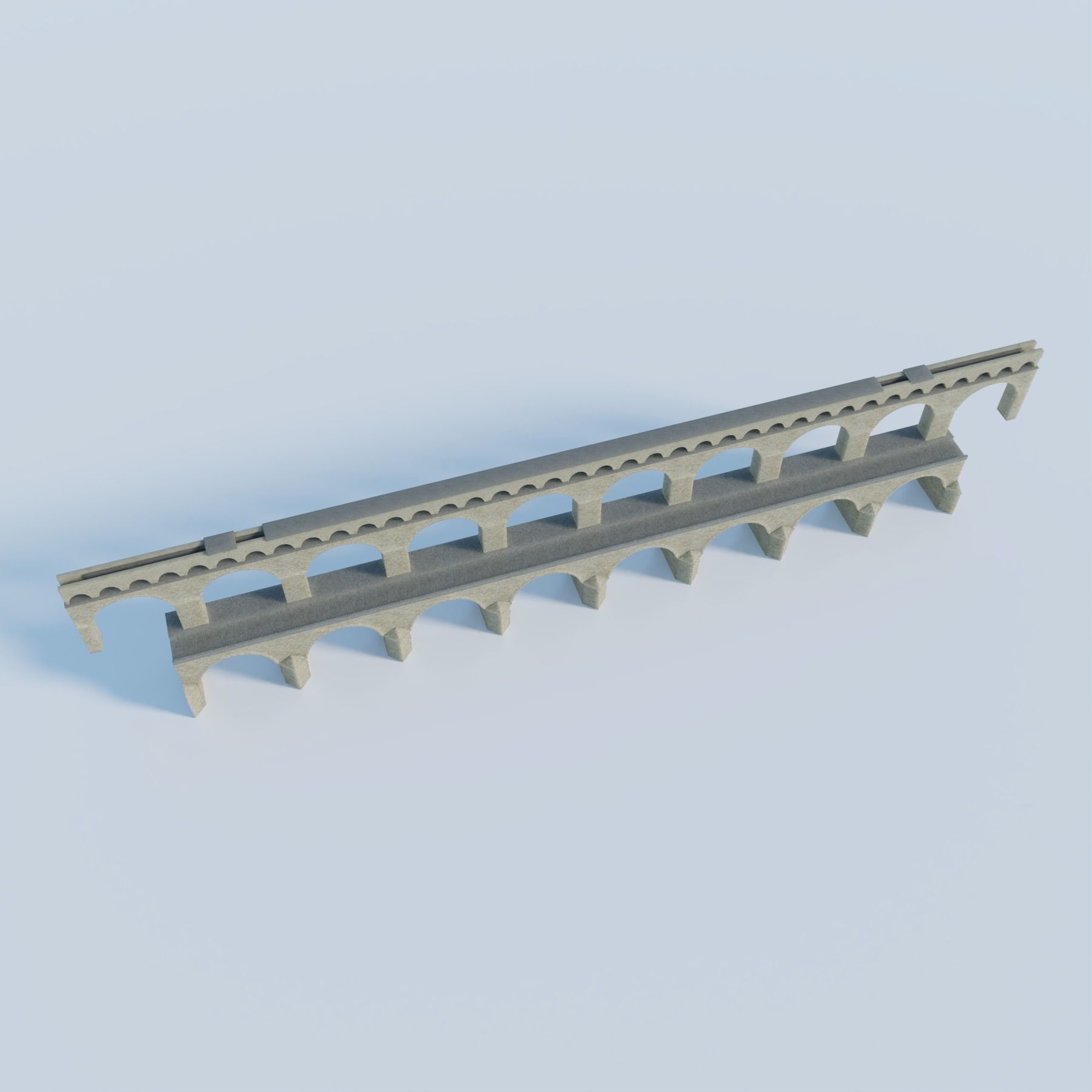 Pont du Gard Aqueduct Low-poly 3D model_3