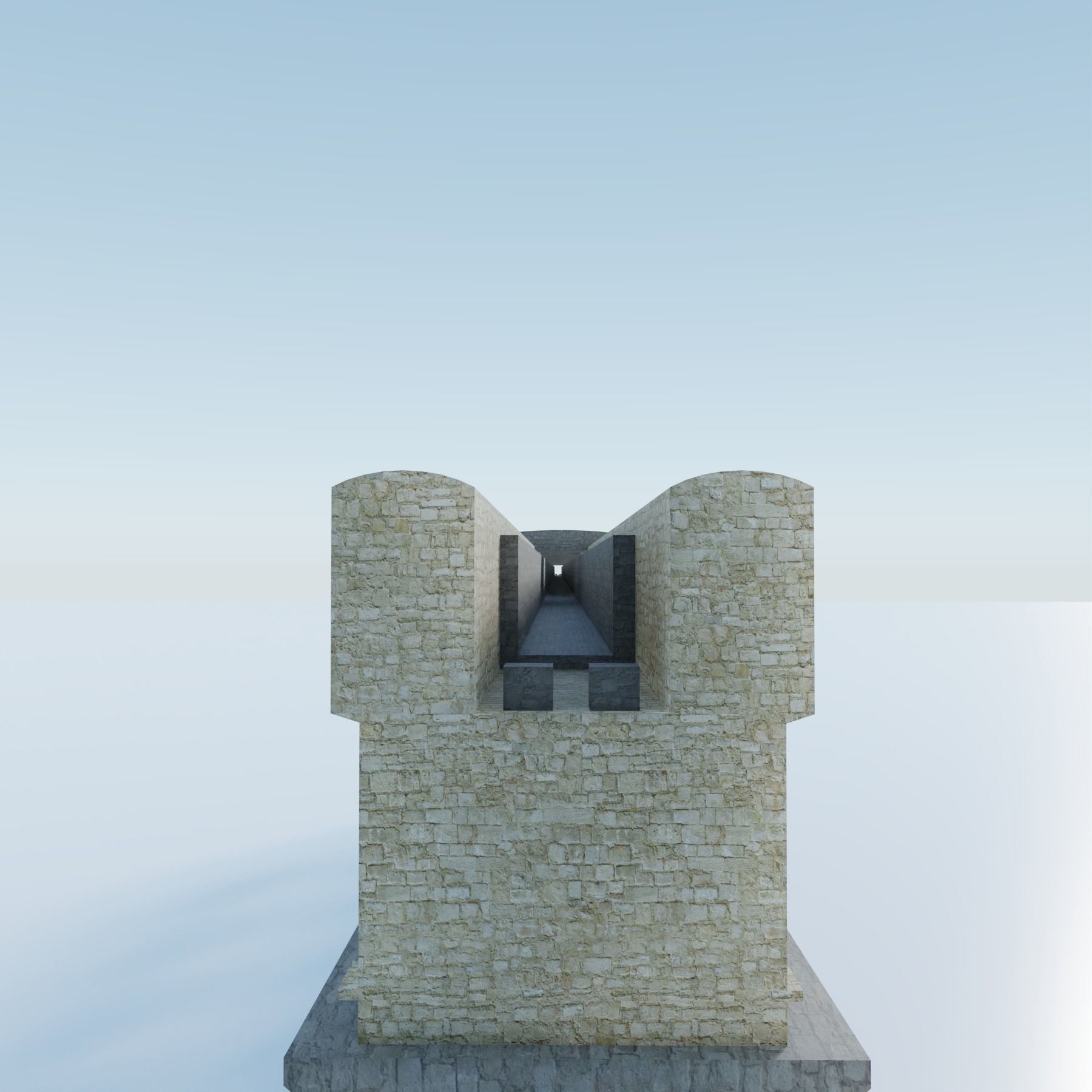 Pont du Gard Aqueduct Low-poly 3D model_4