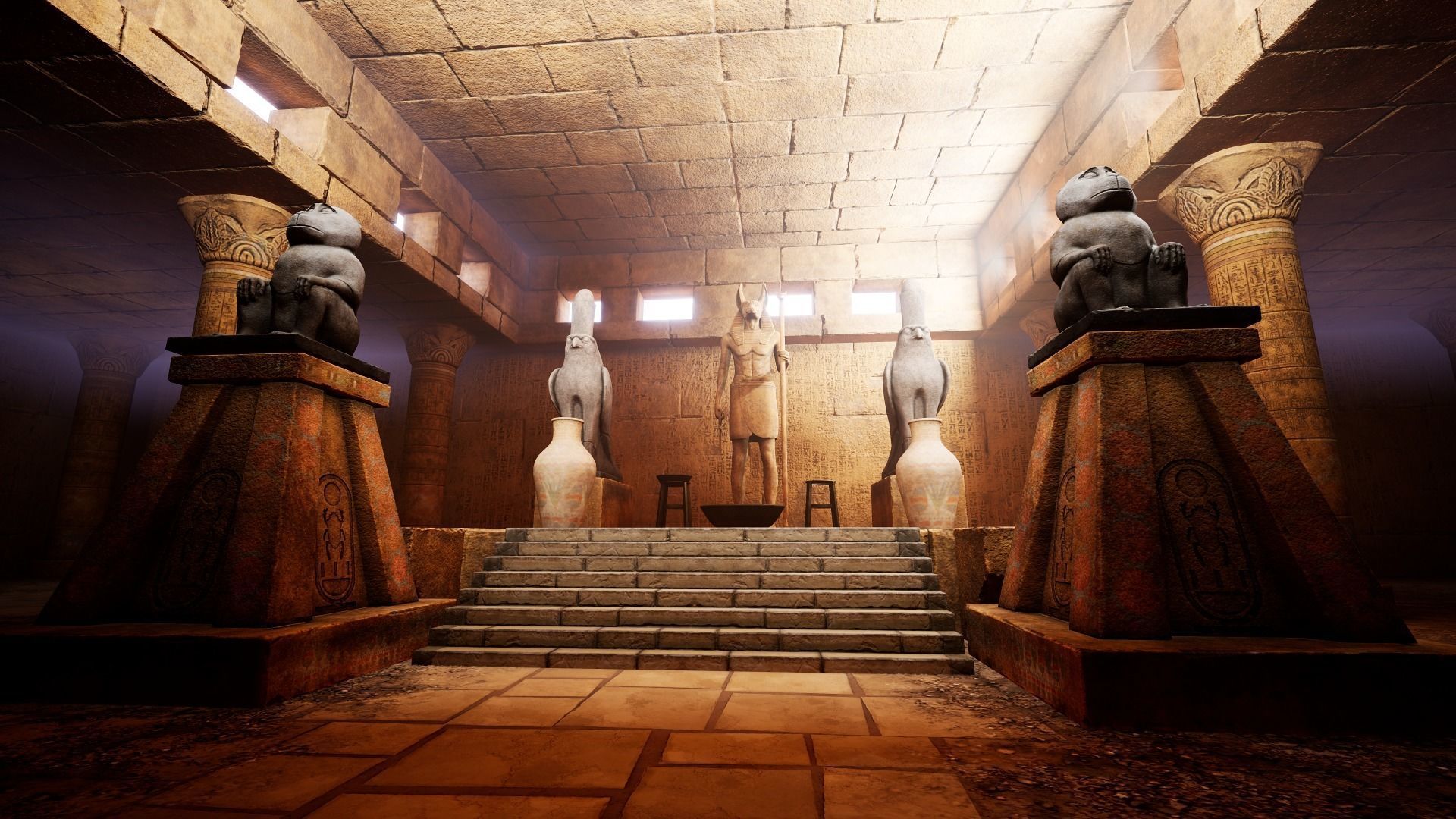 Modular Egyptian Temple Low-poly 3D model_4