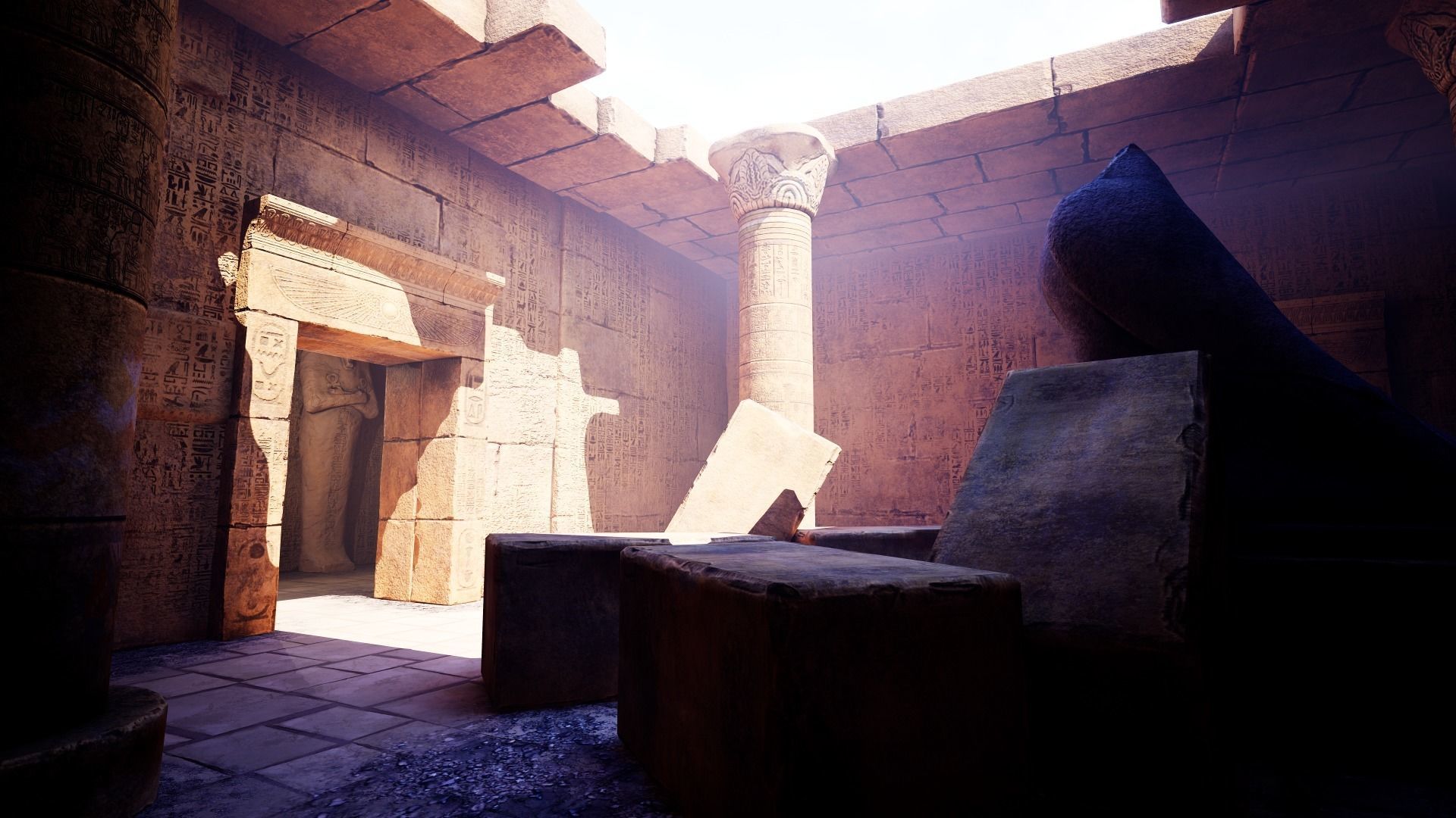 Modular Egyptian Temple Low-poly 3D model_2