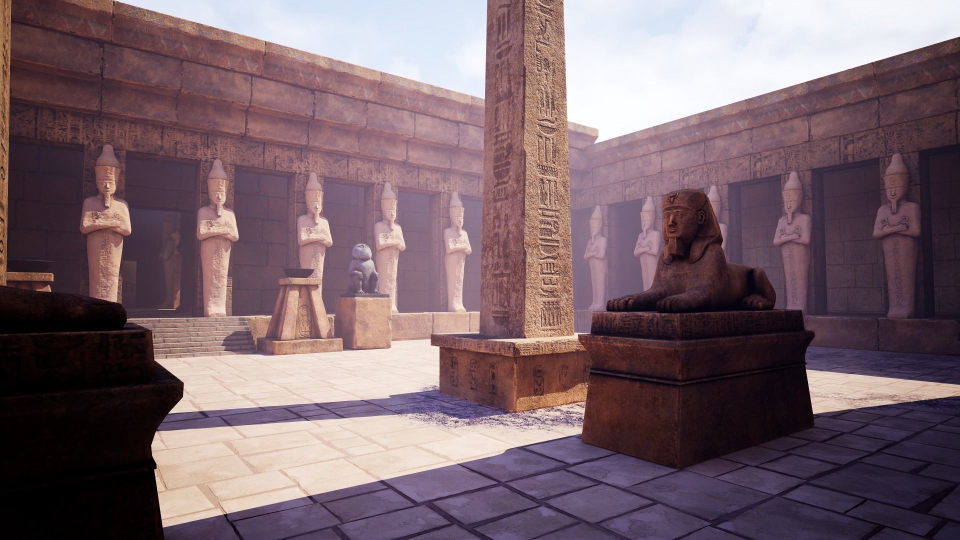 Modular Egyptian Temple Low-poly 3D model_7