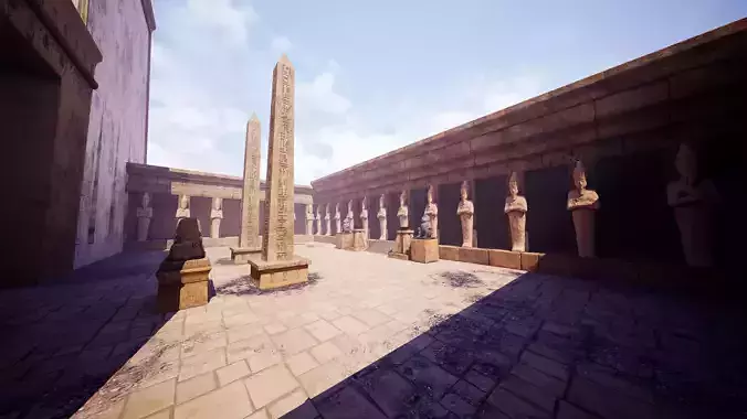 Modular Egyptian Temple Low-poly 3D model