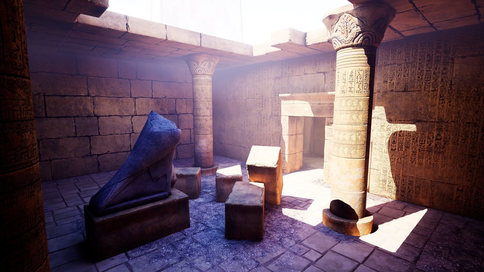 Modular Egyptian Temple Low-poly 3D model_6
