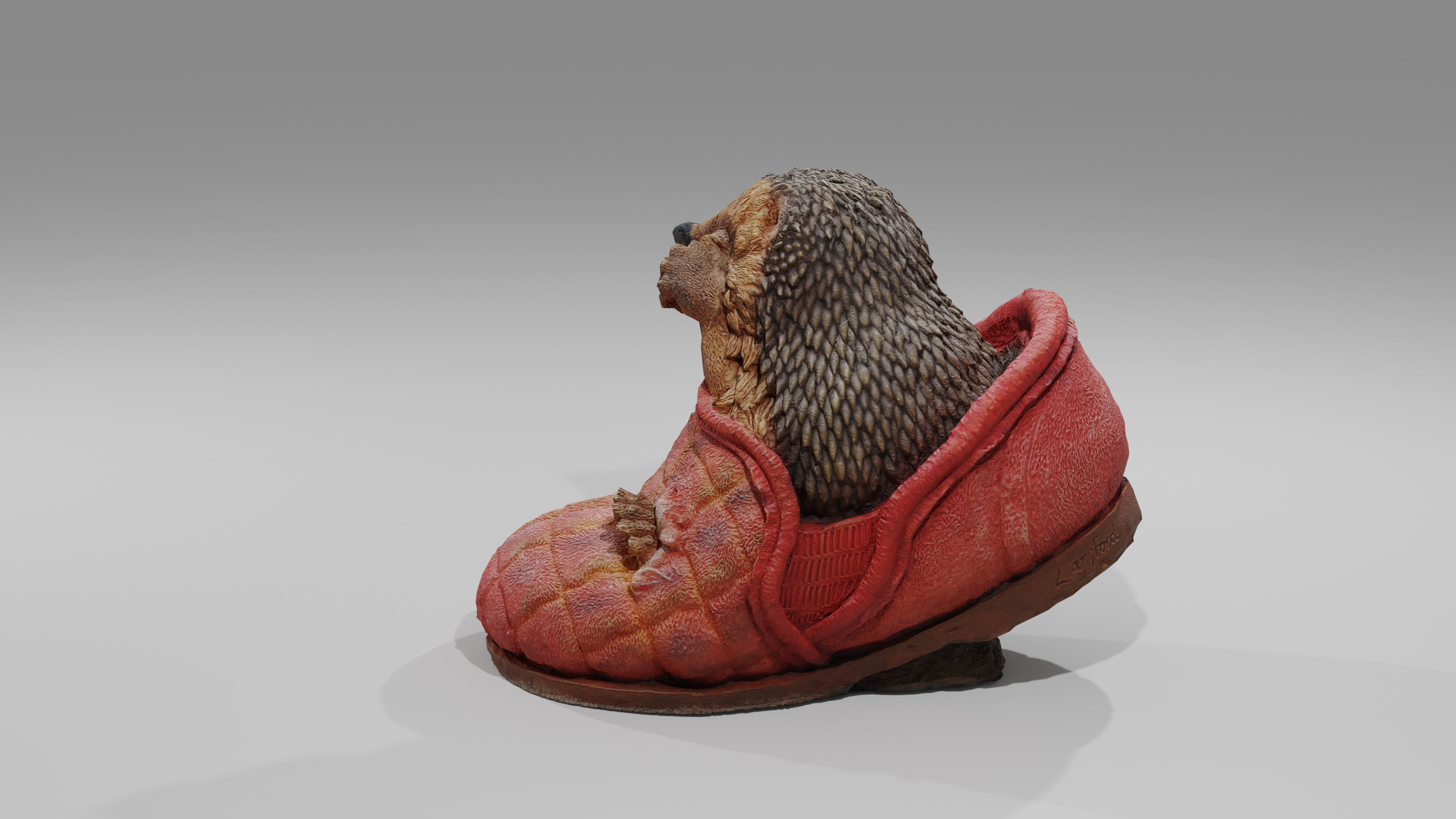 Hedgehog in a Shoe Low-poly 3D model_4