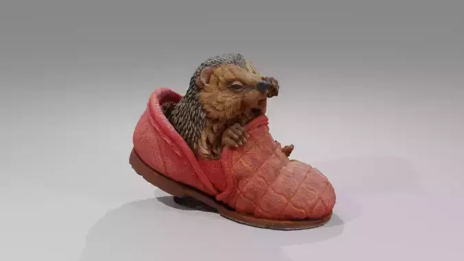 Hedgehog in a Shoe Low-poly 3D model