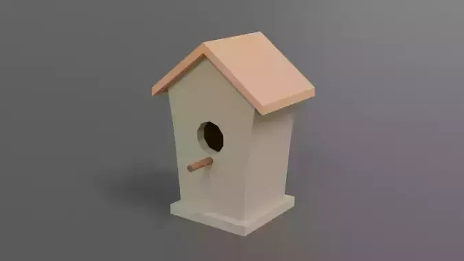 Low Poly Cartoon Bird House