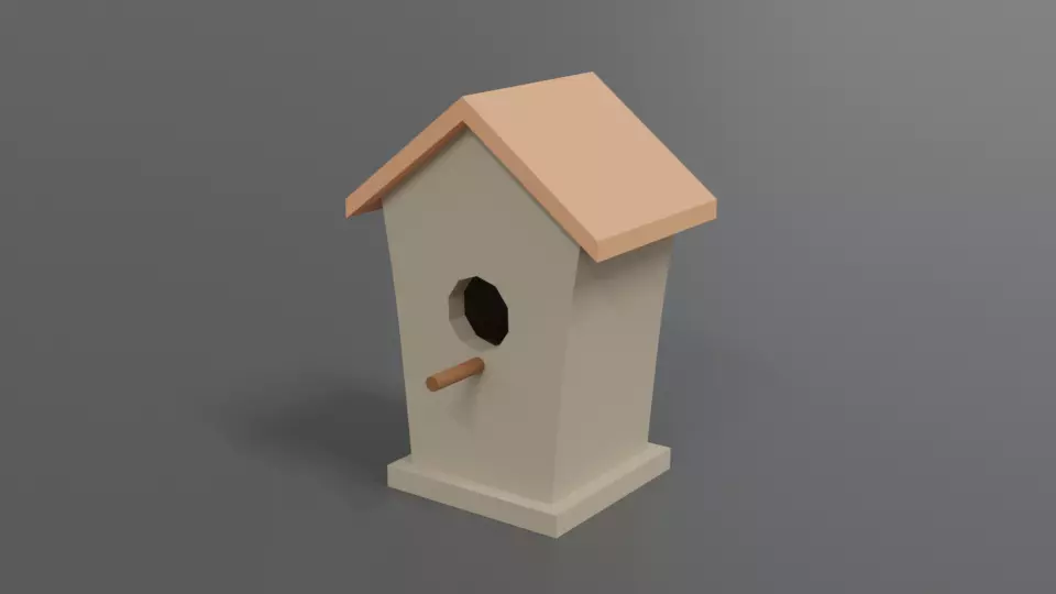 Low Poly Cartoon Bird House Low-poly 3D model