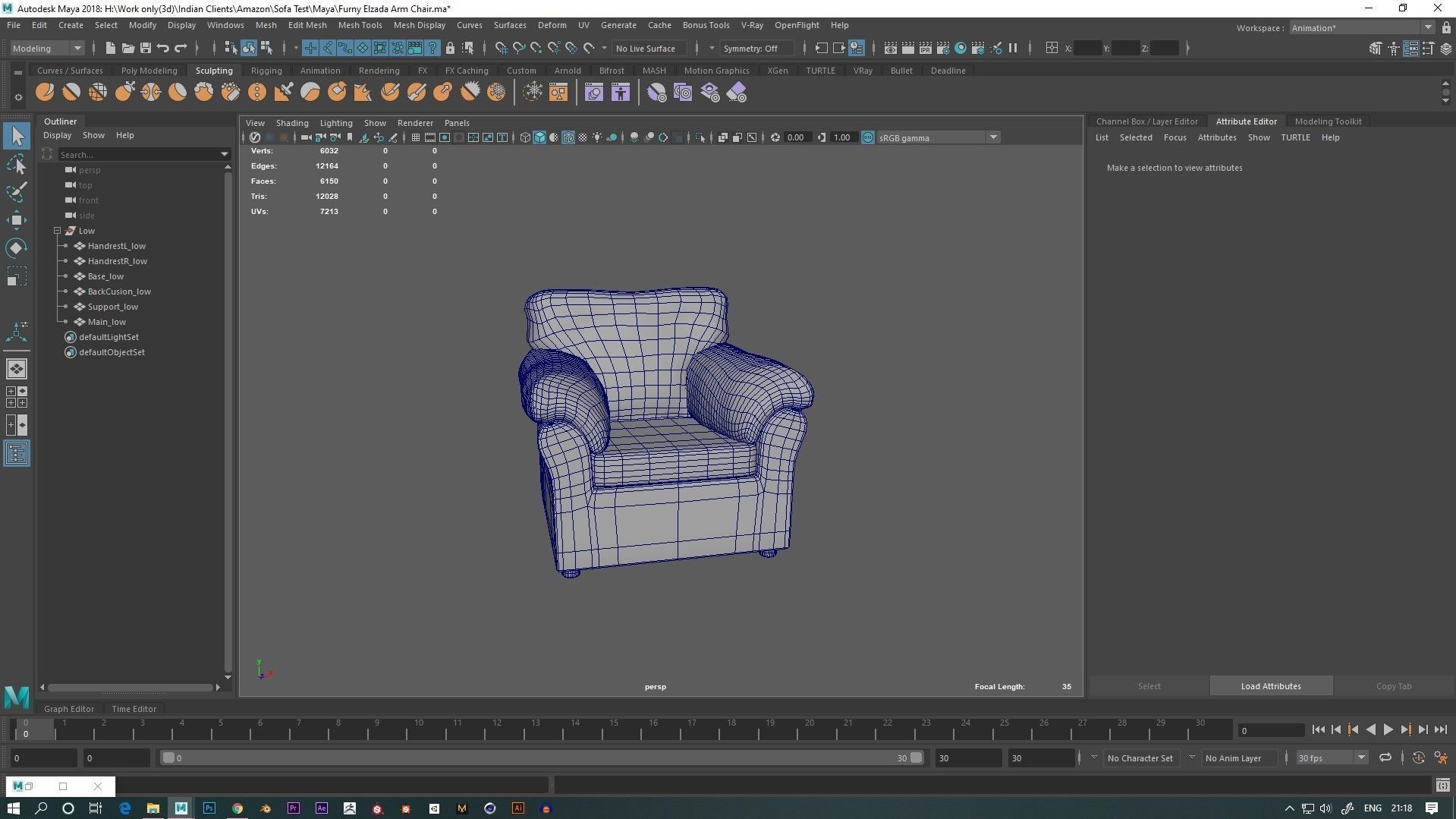 Furny Elzada Arm Chair Low-poly 3D model_7